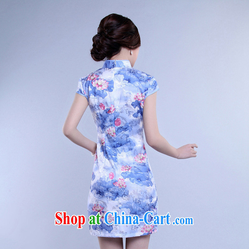 Rain Coat is stylish and refined bridal dresses elegant Ethnic Wind Chinese, short, daily outfit photo building Photo Album qipao QP 7050 blue XXL, rain is clothing, and shopping on the Internet