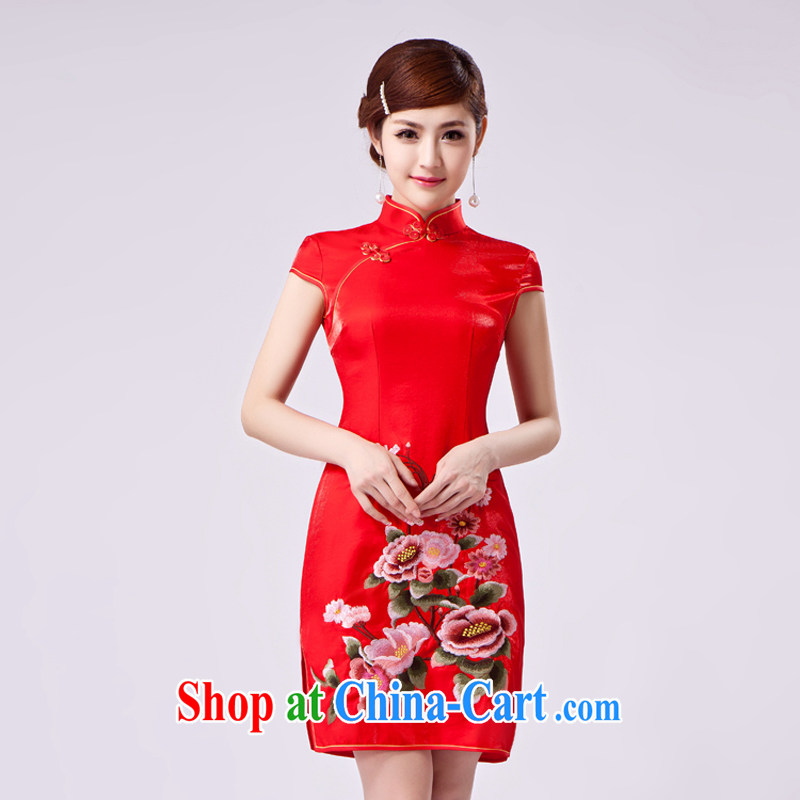 Rain Coat yet stylish Chinese improved cheongsam traditional bridal wedding dress cheongsam beauty standard graphics thin embroidered Chinese QP 7060 Fung-mei deductions XXL, rain is clothing, online shopping