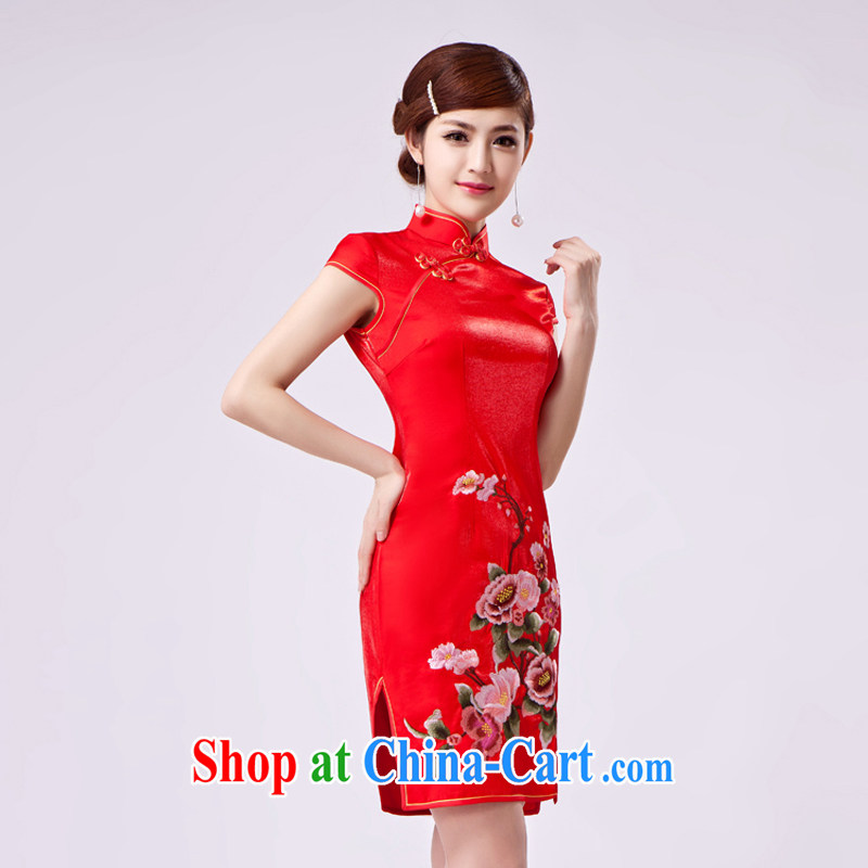 Rain Coat yet stylish Chinese improved cheongsam traditional bridal wedding dress cheongsam beauty standard graphics thin embroidered Chinese QP 7060 Fung-mei deductions XXL, rain is clothing, online shopping