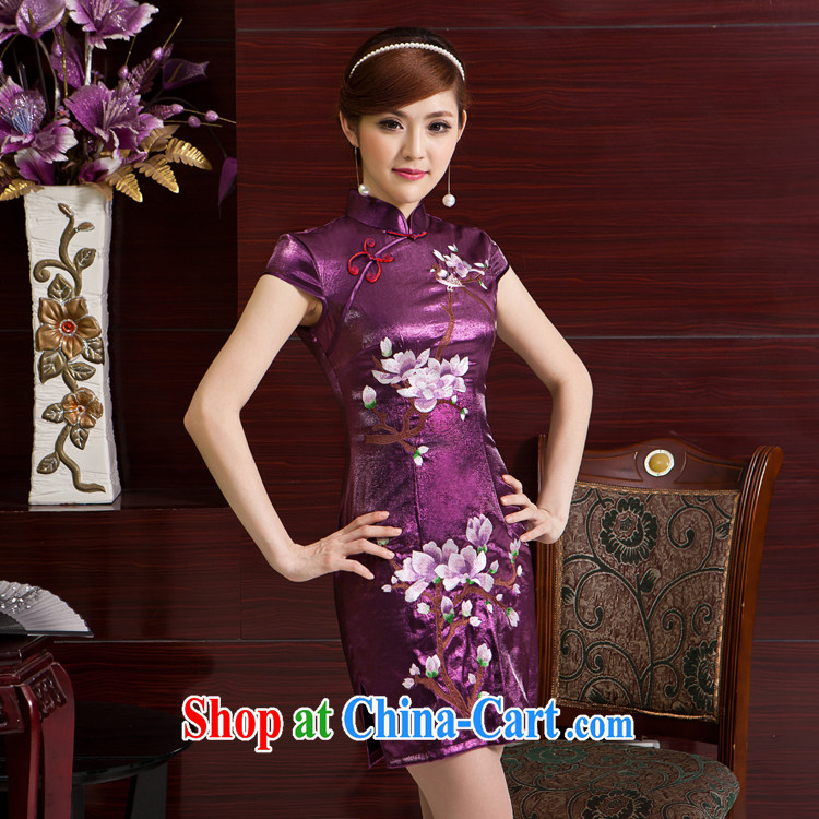 Rain Coat yet stylish Chinese improved cheongsam elegant Chinese style wedding bride toast serving upscale short MOM embroidered Chinese qipao QP 7061 red L pictures, price, brand platters! Elections are good character, the national distribution, so why buy now enjoy more preferential! Health