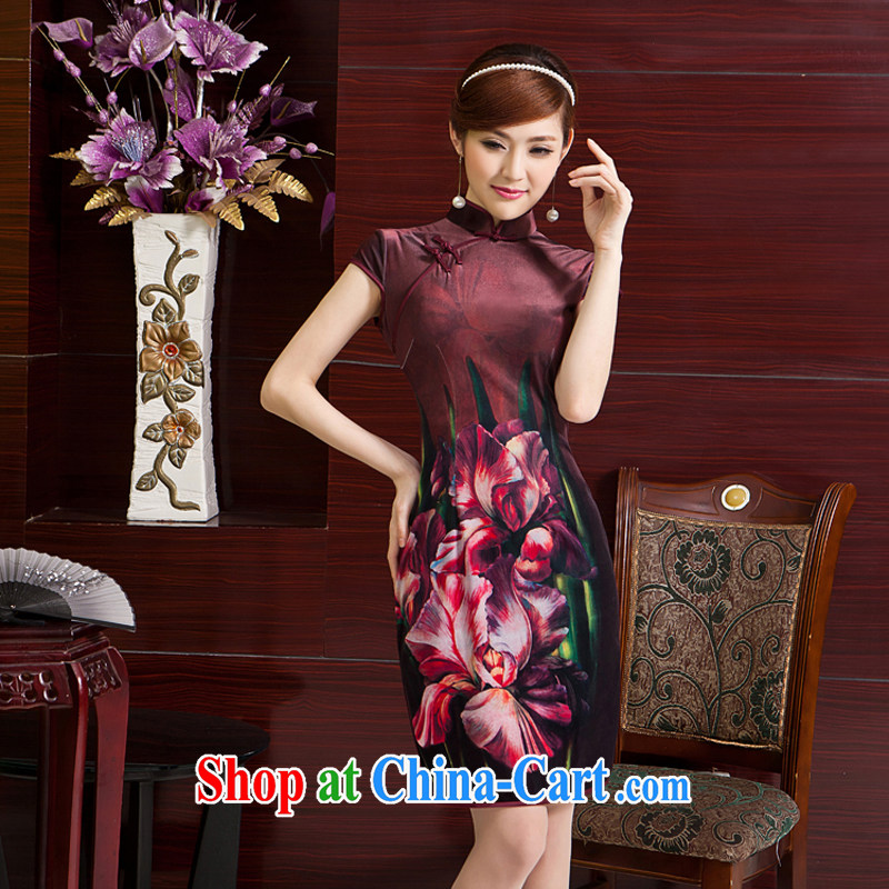 Rain Coat is stylish and refined bride's mother cheongsam Chinese Ethnic Wind traditional and classic short-sleeved dresses high quality Chinese QP 7062 photo color XXL, rain is still clothing, shopping on the Internet