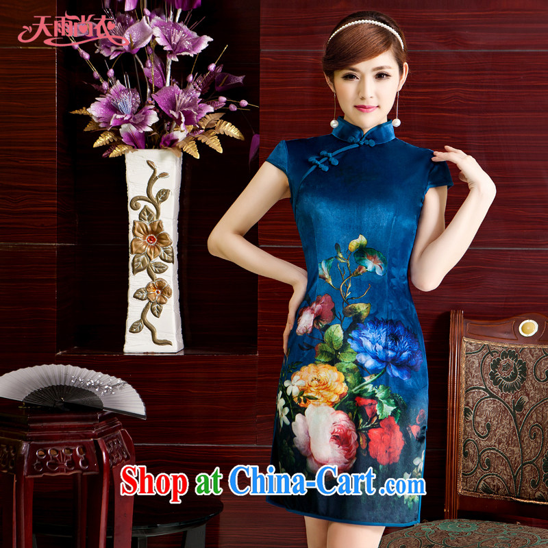 Rain is still clothing and stylish improved bride mother outfit Chinese Ethnic Wind traditional short-sleeved dresses, older large, upscale Chinese QP 7064 photo color XXL