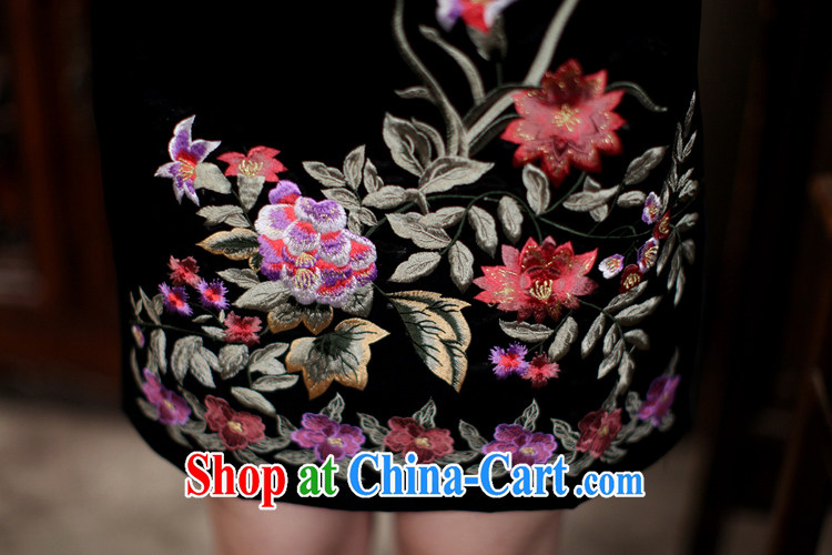 Rain Coat is improved and stylish dresses, older short wedding dresses bride's mother classical Ethnic Wind embroidered Chinese qipao QP 7065 black M pictures, price, brand platters! Elections are good character, the national distribution, so why buy now enjoy more preferential! Health