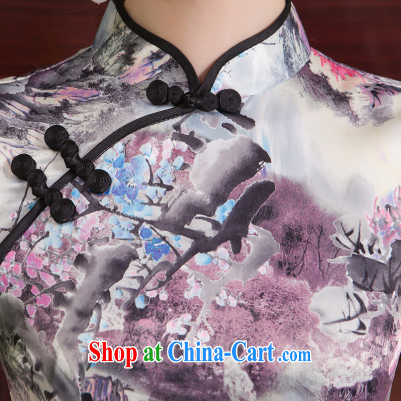Rain Coat yet stylish Chinese classical cheongsam short summer photo building Photo Album traditional improved daily outfit QP 7068 photo color XXL, rain is clothing, and shopping on the Internet