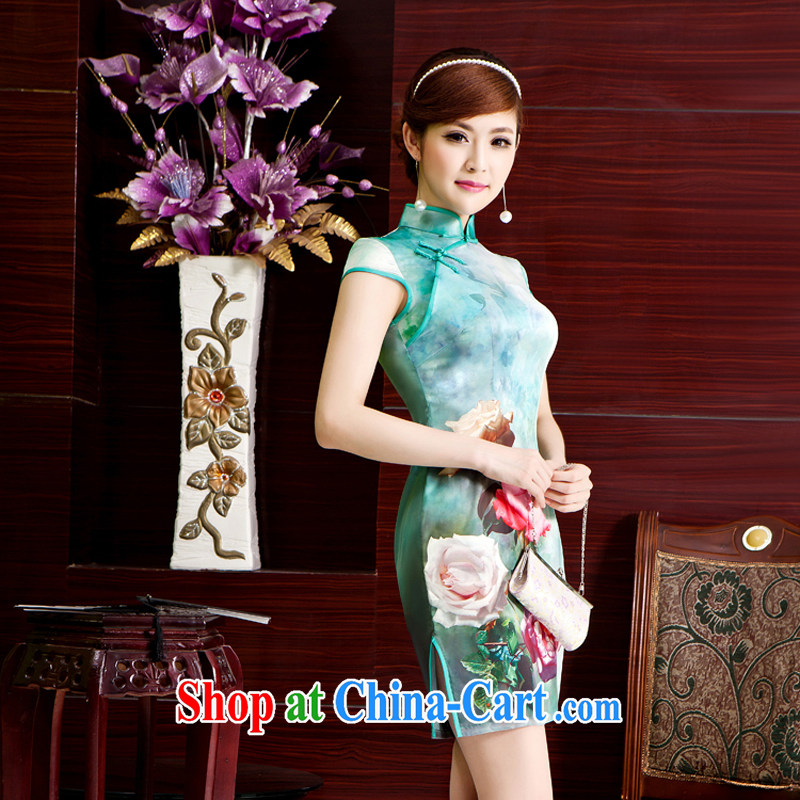 Rain Coat is stylish and improved cheongsam traditional Chinese wedding dress photo building Photo Album short, daily cheongsam Chinese QP 7074 photo color XXL, rain is still clothing, shopping on the Internet