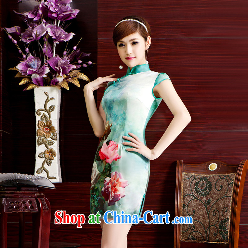 Rain Coat is stylish and improved cheongsam traditional Chinese wedding dress photo building Photo Album short, daily cheongsam Chinese QP 7074 photo color XXL, rain is still clothing, shopping on the Internet