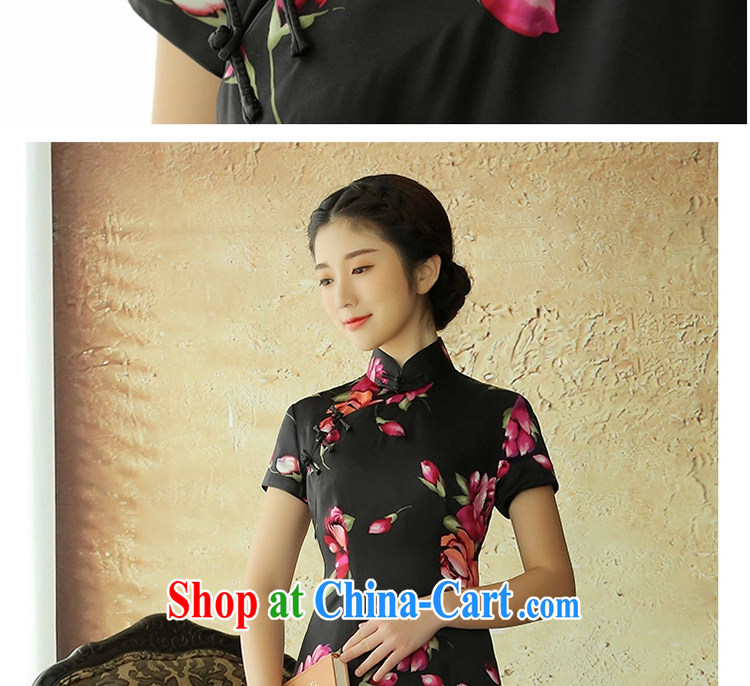 once and for all and fatally jealous flowers from spanish retro long, Silk Cheongsam high 2015 summer cheongsam dress improved daily stylish black M pictures, price, brand platters! Elections are good character, the national distribution, so why buy now enjoy more preferential! Health
