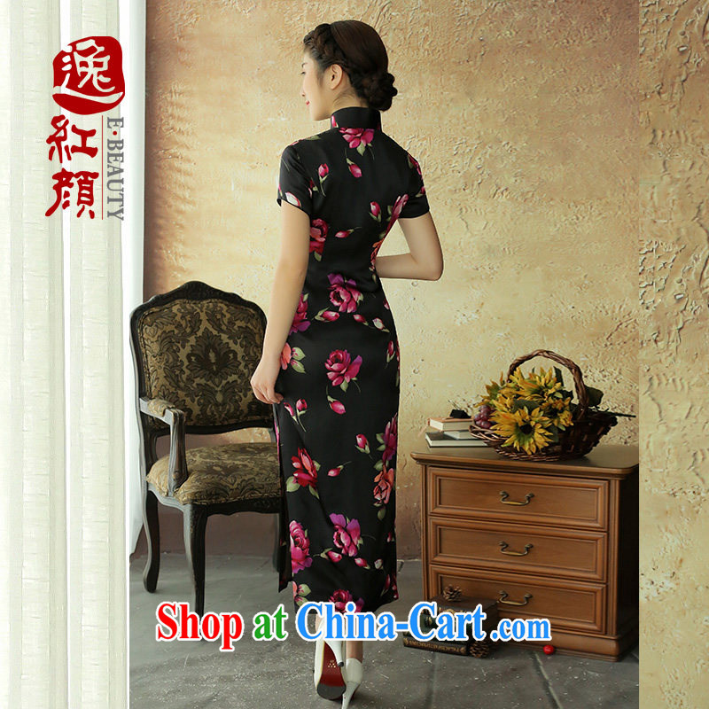 once and for all and fatally jealous flowers from spanish retro long, Silk Cheongsam high 2015 summer skirt outfit improved daily stylish black M, fatally jealous once and for all, and, on-line shopping