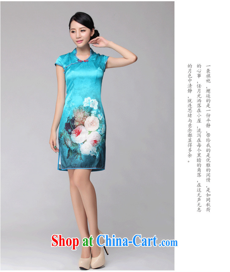 High summer improved sauna in silk cheongsam long heavy silk stylish short dresses ZS 008 blue XXL (2 feet 4 lumbar) pictures, price, brand platters! Elections are good character, the national distribution, so why buy now enjoy more preferential! Health