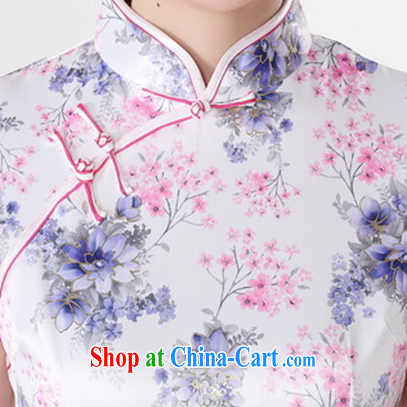Take the new stylish summer Women's clothes cheongsam Chinese Chinese improved, for a tight cotton short-sleeved hand-painted short cheongsam white 2XL, spend, and shopping on the Internet
