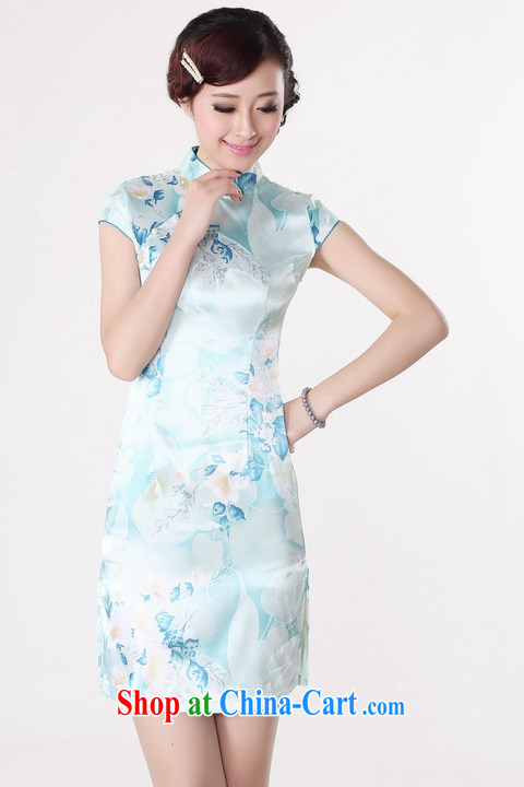 Take the new cheongsam dress summer improved retro, for a tight silk hand-painted Chinese improved cheongsam dress short J 5132 light blue XL pictures, price, brand platters! Elections are good character, the national distribution, so why buy now enjoy more preferential! Health