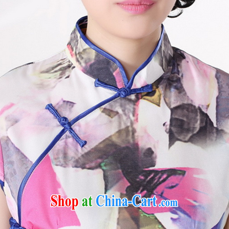 Take the 2014 new, replacing traditional costumes summer female Chinese improved, for the hard-pressed damask hand-painted short cheongsam, Chinese white M, figure, and shopping on the Internet