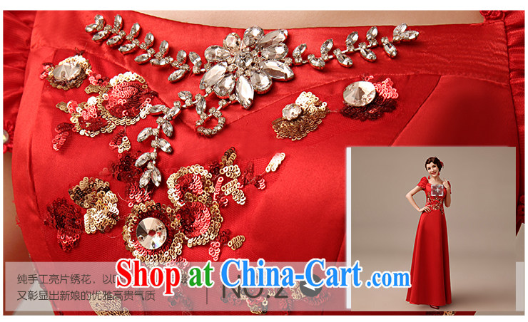 2015 new bride's red Satin bows dress long stylish improved decals embroidery beauty Princess dresses serving toast red tailored pictures, price, brand platters! Elections are good character, the national distribution, so why buy now enjoy more preferential! Health