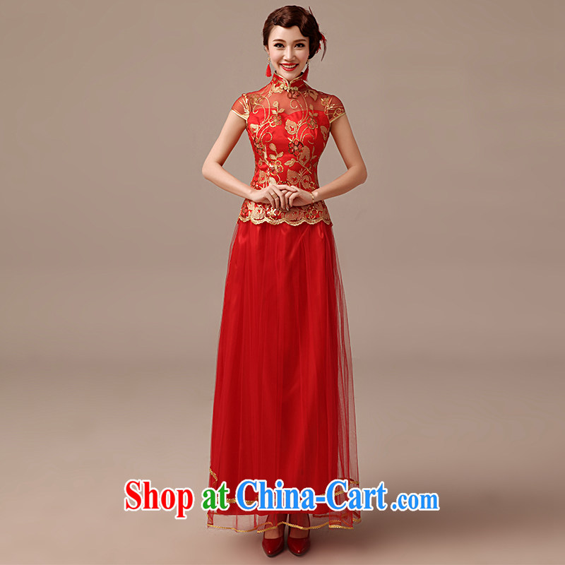 Dirty comics 2015 new marriage bows dresses retro, for package shoulder the Code Red long bridal dresses red XL