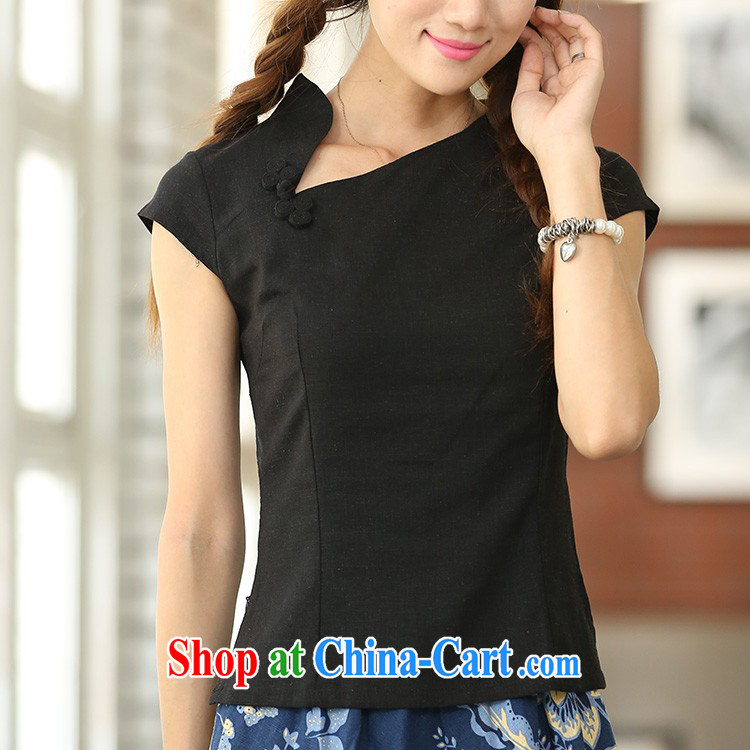 Jessup, new spring and summer hand-tie cotton the crescent short-sleeved qipao Chinese T-shirt shirt Chinese IX 385 black Crescent collar XXL pictures, price, brand platters! Elections are good character, the national distribution, so why buy now enjoy more preferential! Health