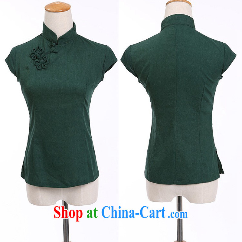 Jessup, new spring and summer classic retro cotton mA short-sleeve and collar manual tie dresses T-shirt Chinese shirt MU 473 dark green flower XXL, Jessup, and shopping on the Internet