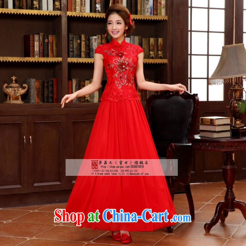 Chinese style improved spring and summer retro Bride with long dresses wedding dress red embroidery bows dress short XL can return to love so Peng, shopping on the Internet