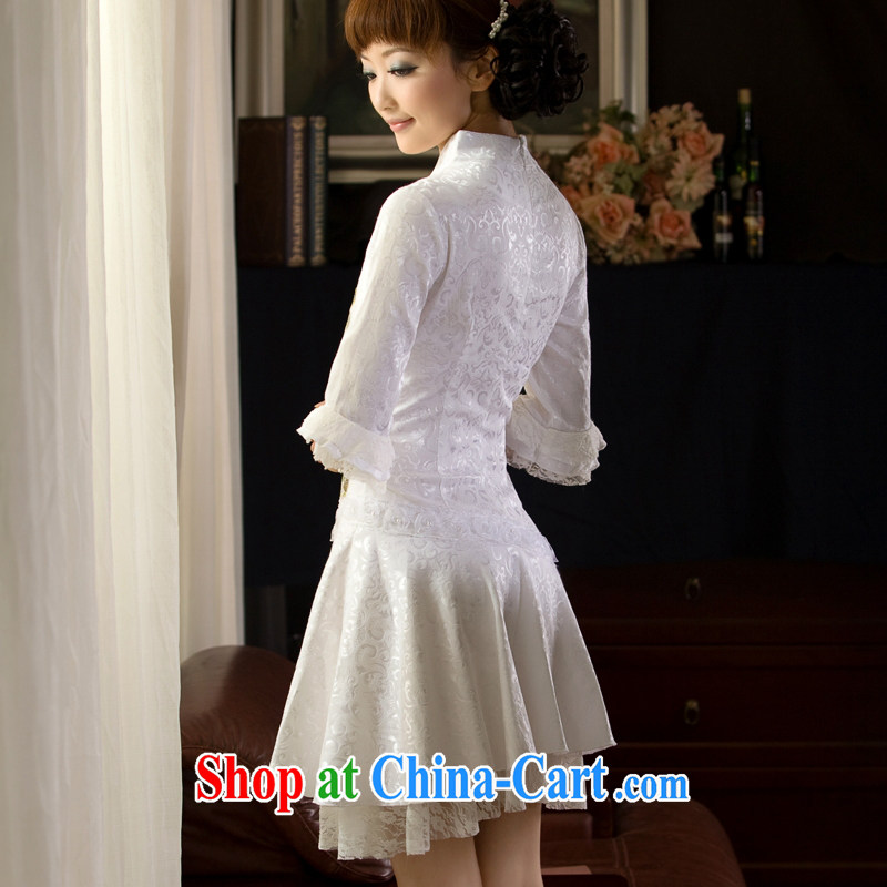 once and for all and fatally jealous Phoenix long-sleeved qipao dresses summer dresses skirts improved daily fashion beauty girls short white 2XL, fatally jealous once and for all, and, on-line shopping