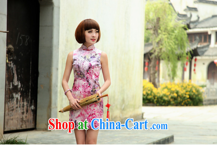 Birds love curtain to drunk film 2015 spring new improved stylish short sleeveless Silk Cheongsam floral L pictures, price, brand platters! Elections are good character, the national distribution, so why buy now enjoy more preferential! Health