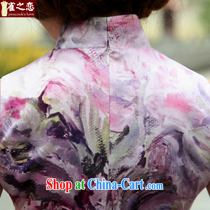 Birds love curtain to drunk film 2015 spring new improved stylish short sleeveless Silk Cheongsam floral L, birds love, and shopping on the Internet
