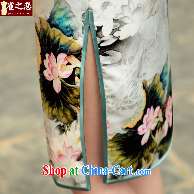 Birds of the land, I would be grateful if you could cite 2015 spring new stylish improved daily Silk Cheongsam QD 505 M suit, birds love, and shopping on the Internet