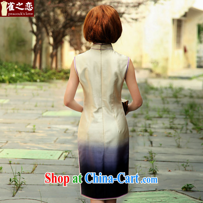 Bird lovers of the beauty of spring 2015 the new retro embroidered heavy silk sleeveless dresses female QD 506 white XXL, birds of the land, and on-line shopping
