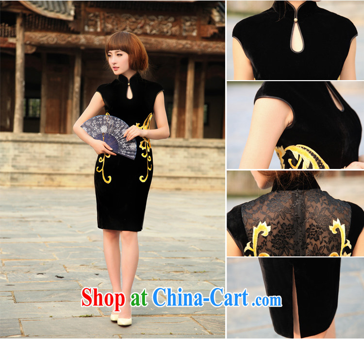 Birds love fanned rattan line 2015 spring new stylish sexy embroidered Silk Velvet cheongsam black XXXL pictures, price, brand platters! Elections are good character, the national distribution, so why buy now enjoy more preferential! Health
