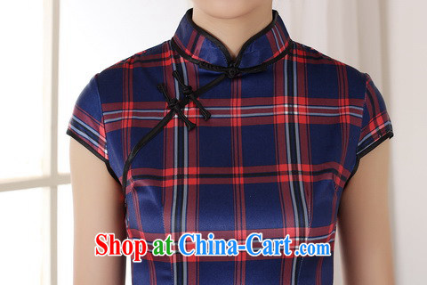 And Jing Ge dresses summer improved retro dresses, for a tight grid Chinese improved cheongsam dress short - B blue 2 XL pictures, price, brand platters! Elections are good character, the national distribution, so why buy now enjoy more preferential! Health
