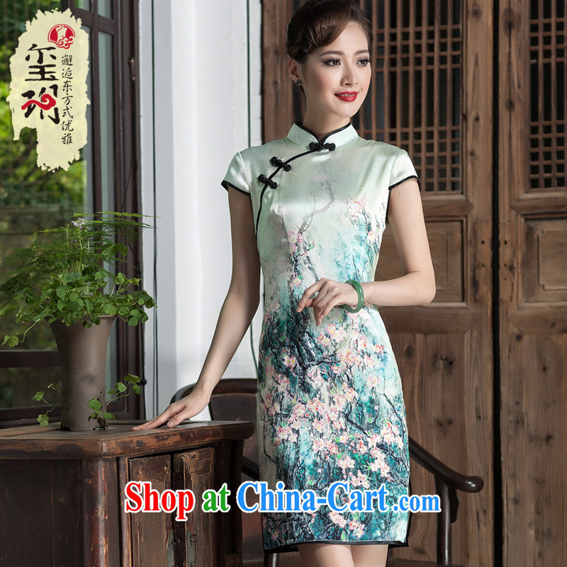 2014 New Silk Cheongsam dress women dress improved Stylish retro style beauty daily short dress picture color XL