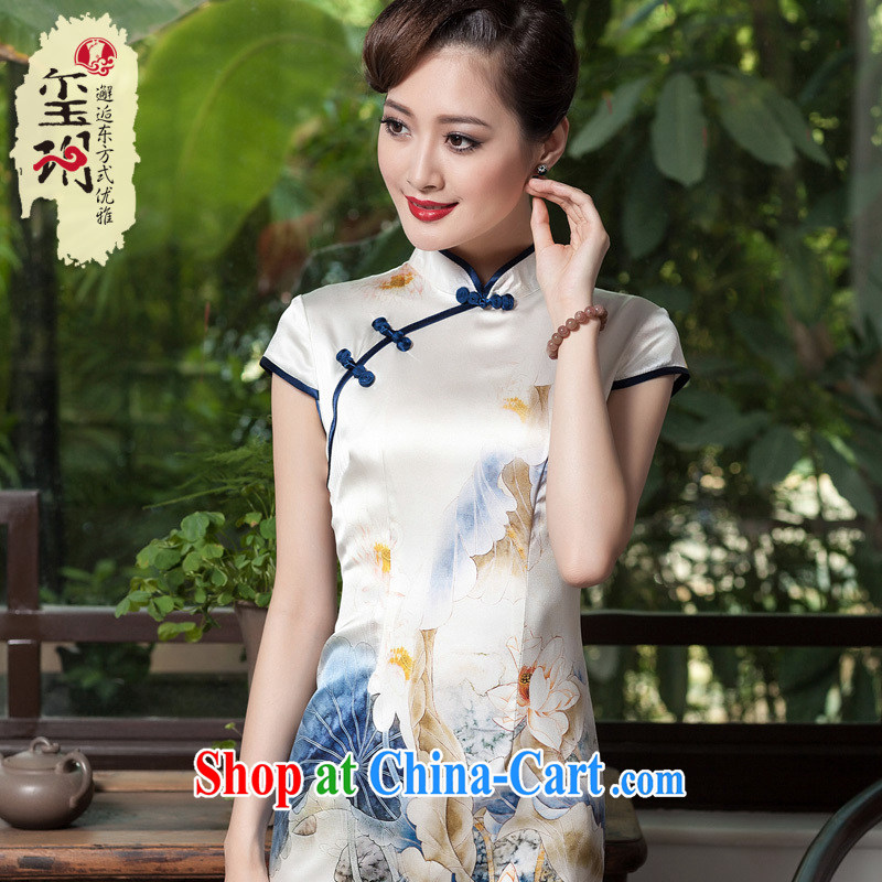Yin Yue seal 2014 heavy silk high-end goods daily improved dress sauna Korea silk-dress outfit picture color M