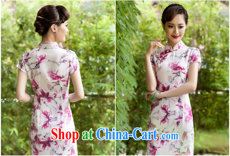 2014 summer silk, long dresses, heavy silk elegant dinner high on the truck girl cheongsam improved retro picture color M pictures, price, brand platters! Elections are good character, the national distribution, so why buy now enjoy more preferential! Health