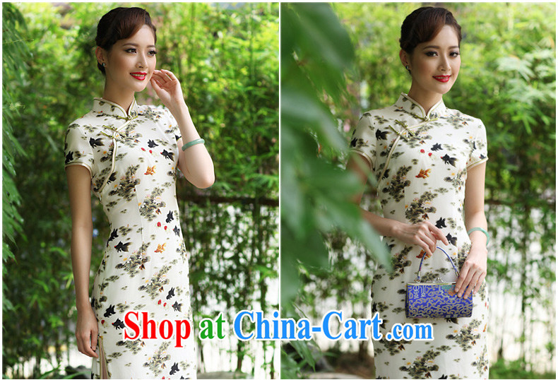 Yin Yue seal 2014 summer long dual-crepe Silk Cheongsam goldfish Stamp Day Banquet retro dresses skirts picture color XXL pictures, price, brand platters! Elections are good character, the national distribution, so why buy now enjoy more preferential! Health
