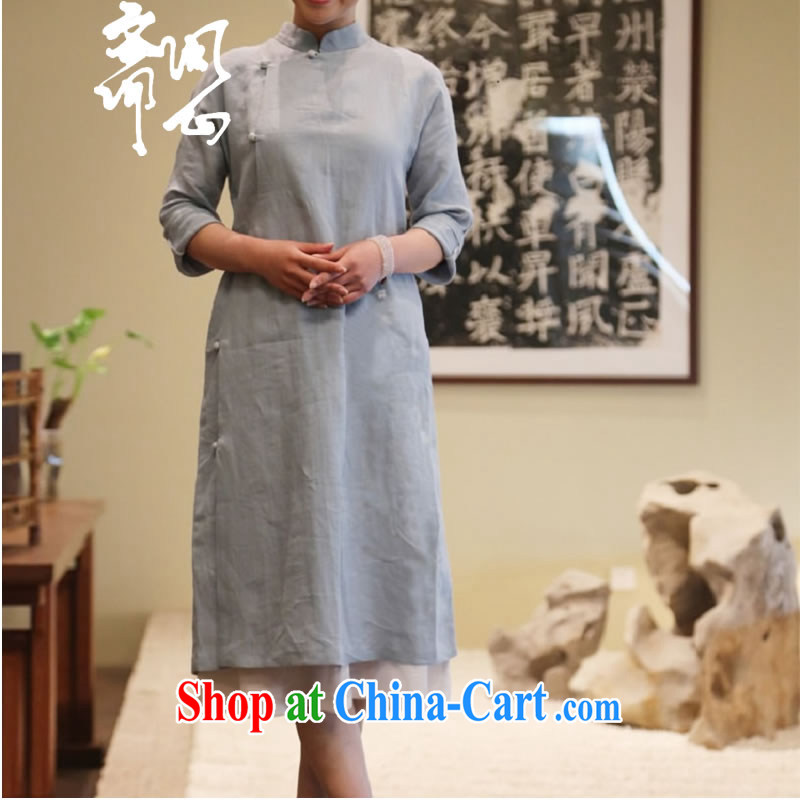 Q- Shinsaibashi Hyatt Regency elections as soon as possible and girls spring new linen Chinese Dress robes, for Chinese, for the charge-back long skirt, 1651 blue manual will be able to do the next 15 days L code thick MM to wear, ask heart ID al-Fitr, sh