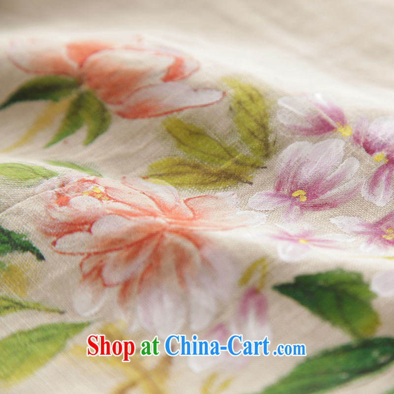 Ink 2015 new summer hand-painted linen original Chinese style Chinese Chinese electoral meticulous flower -- m yellow M, ink, and shopping on the Internet