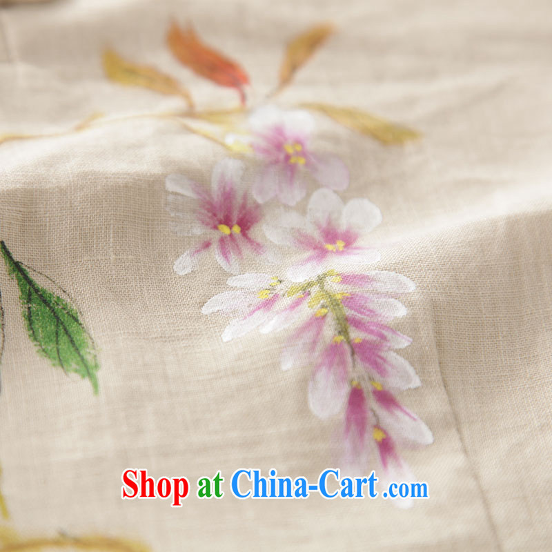 Ink 2015 new summer hand-painted linen original Chinese style Chinese Chinese electoral meticulous flower -- m yellow M, ink, and shopping on the Internet