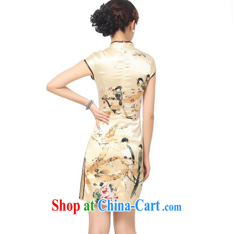 Take the new dresses girls summer, for a tight flower water and ink printing and dyeing cheongsam golden XL, spend figure, and shopping on the Internet