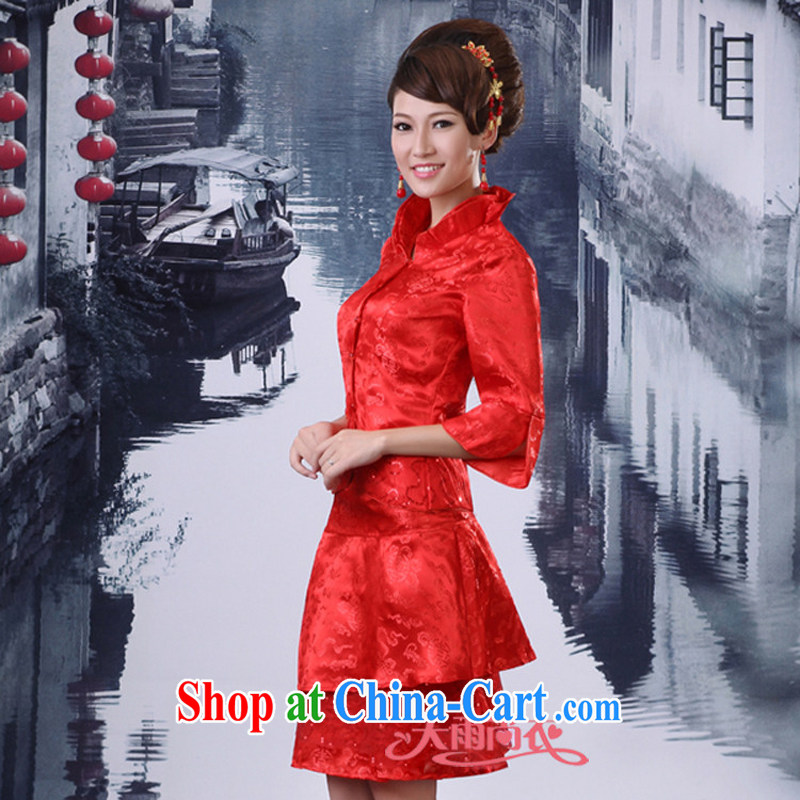 Rain is still clothing style bridal wedding toast clothing Chinese wedding dress Chinese improved stylish dresses QP 516 red L, rain is still clothing, and shopping on the Internet
