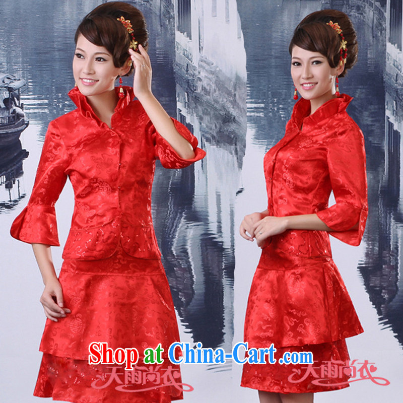 Rain is still clothing style bridal wedding toast clothing Chinese wedding dress Chinese improved stylish dresses QP 516 red L, rain is still clothing, and shopping on the Internet