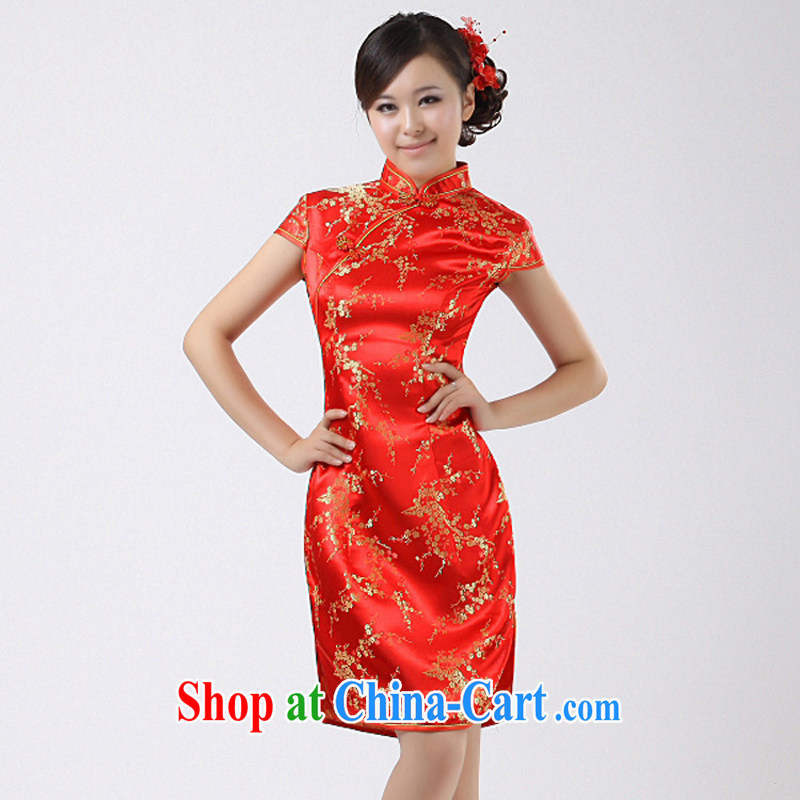 Rain is still Yi marriages toast serving Chinese qipao wedding improved stylish short skirts, dresses for QP 512 red XL, rain is still clothing, shopping on the Internet