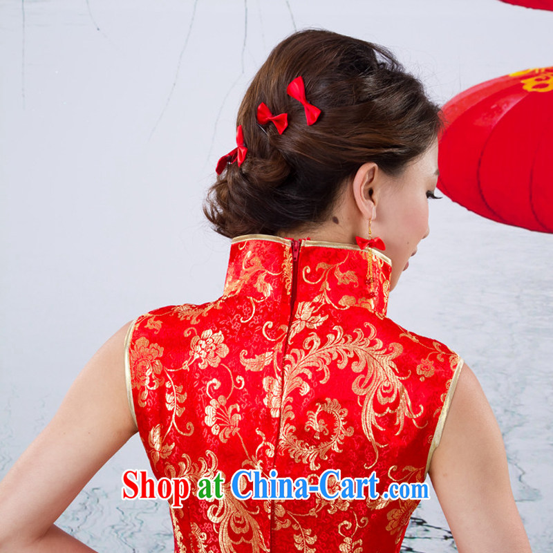 Rain is still clothing and fashion bridal wedding dresses improved antique Chinese wind short dresses Chinese bows cheongsam QP 517 red XS, rain is clothing, and shopping on the Internet