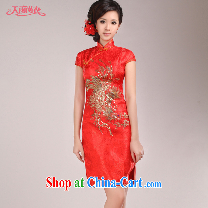 Rain is still Yi marriages 2015 new toast service improvement and stylish short skirts dresses Chinese style wedding, dresses for QP 521 red XL