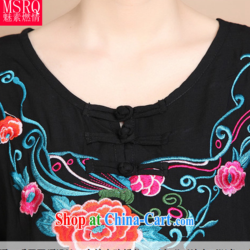 Quality of fuel and 2015 summer new embroidery floral mounted on short-sleeved, older Chinese women new white XXXL, director of fuel (meisuranqing), shopping on the Internet