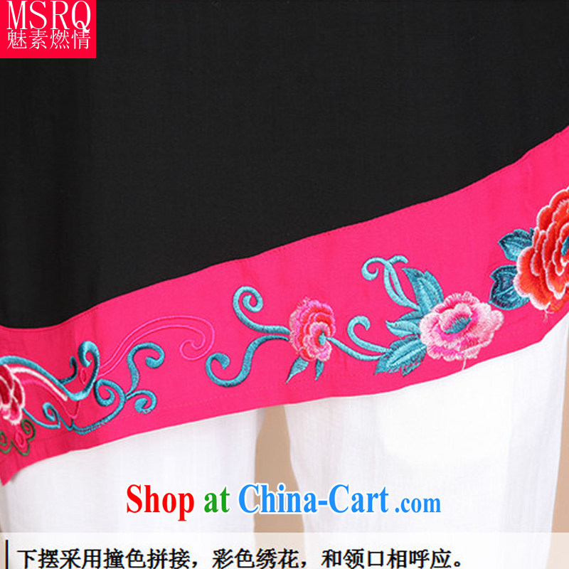 Quality of fuel and 2015 summer new embroidery floral mounted on short-sleeved, older Chinese women new white XXXL, director of fuel (meisuranqing), shopping on the Internet