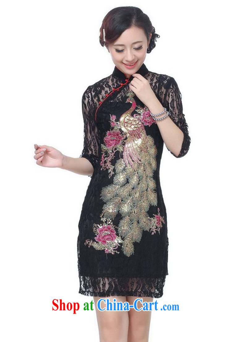 In accordance with the situation in summer 2015 new, for cultivating embroidery lace short cheongsam dress LGD/E 0014 #black 2 XL pictures, price, brand platters! Elections are good character, the national distribution, so why buy now enjoy more preferential! Health