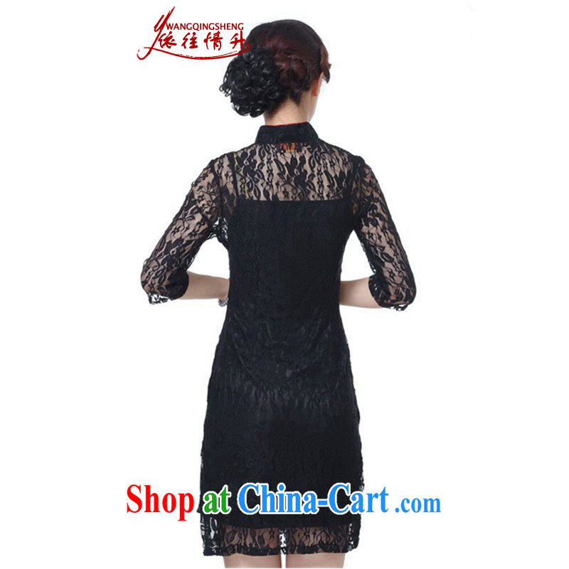 In accordance with the situation in summer 2015, new, for cultivating embroidery lace short cheongsam dress LGD/E 0014 #black 2 XL, in accordance with the situation, and, on-line shopping