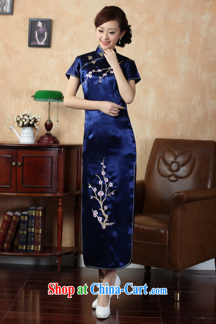 Jessup, new elegant and refined, for manually tie embroidered Phillips short-sleeved long cheongsam dress female J 3406 Lake blue XXXL pictures, price, brand platters! Elections are good character, the national distribution, so why buy now enjoy more preferential! Health