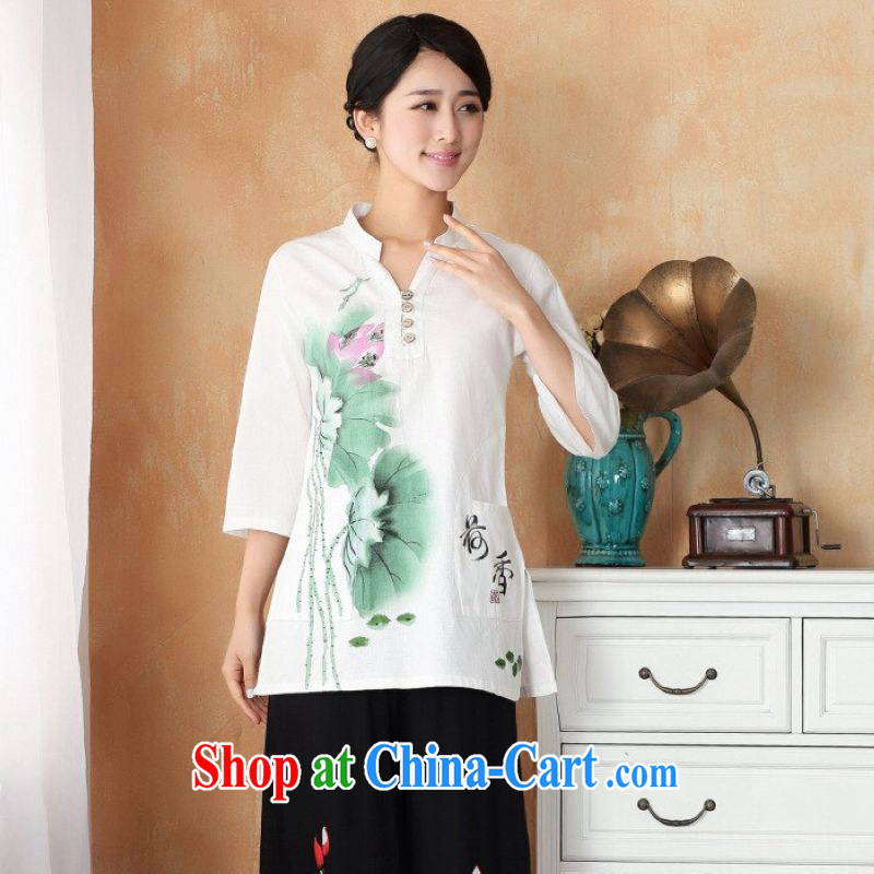 And Jing Ge female Tang Women's clothes summer T-shirt, for a tight hand-painted cotton the Chinese Han-female Enhancement - 2 Hong Kong I should be grateful if you would have 3 XL