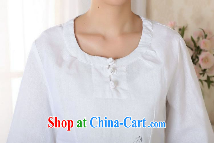 And Jing Ge female Tang Women's clothes summer T-shirt round neck cotton Ma ethnic wind Chinese Han-female improved white L pictures, price, brand platters! Elections are good character, the national distribution, so why buy now enjoy more preferential! Health