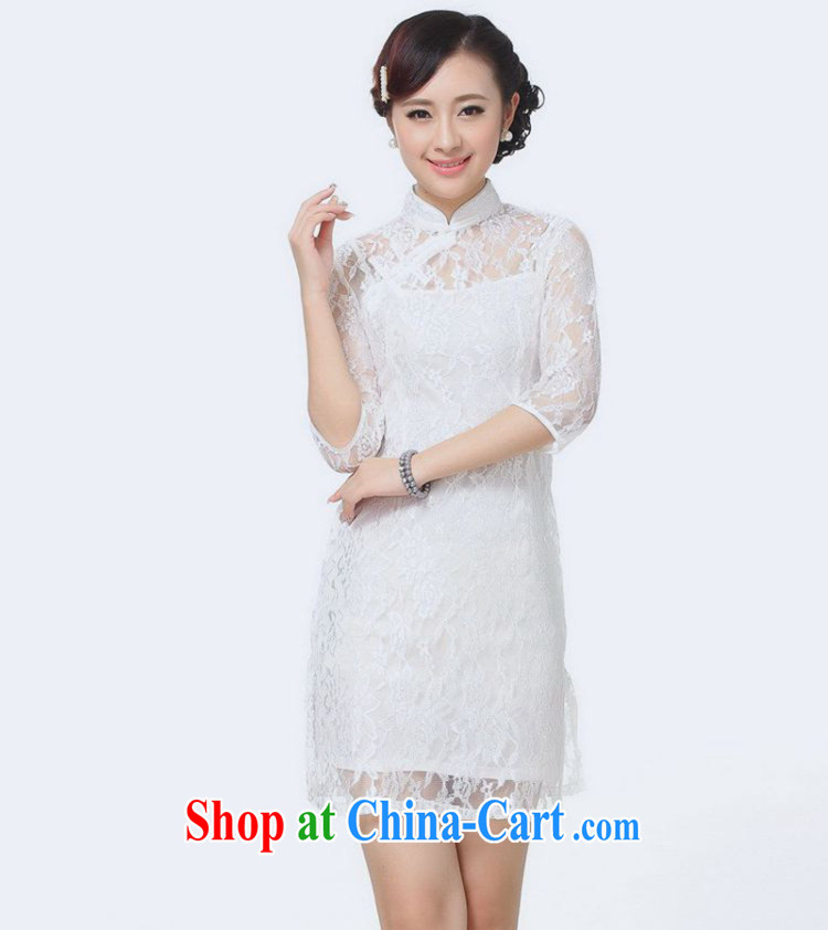 In accordance with the situation in summer 2015 trendy new products, new lace stitching, cultivating cuff cheongsam dress LGD/E #0019 white 2XL pictures, price, brand platters! Elections are good character, the national distribution, so why buy now enjoy more preferential! Health