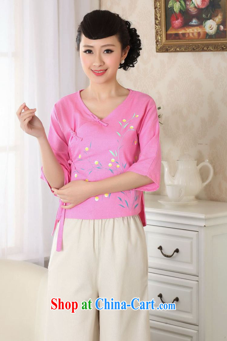 And Jing Ge female Tang Women's clothes summer T-shirt ethnic wind antique hand-painted Chinese Han-female improved deep pink 2 XL pictures, price, brand platters! Elections are good character, the national distribution, so why buy now enjoy more preferential! Health